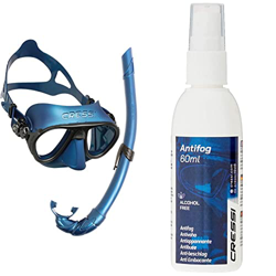 Cressi Calibro + Corsica Snorkel, Unisex Adulto, Azul Nery + Premium Anti Fog Antivaho Spray para Máscara de Buceo/Gafas de Natación, 60 ml características