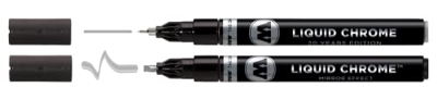 Molotow Juego de 2 rotuladores de cromo líquido (tinta especial con efecto espejo, grosor de trazo de 1 mm redondo y punta de caligrafía de 3 mm, fabr