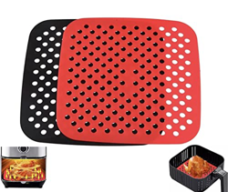 JGR SELECT Alfombrillas Silicona Freidora Aire - 2 Unidades, Reutilizables, Antiadherente - Cuadradas, Varios Tamaños - Accesorios Freidora Sin Aceite características