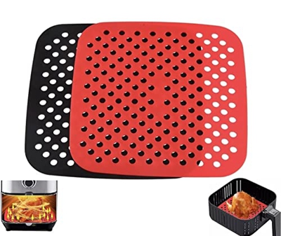 JGR SELECT Alfombrillas Silicona Freidora Aire - 2 Unidades, Reutilizables, Antiadherente - Cuadradas, Varios Tamaños - Accesorios Freidora Sin Aceite