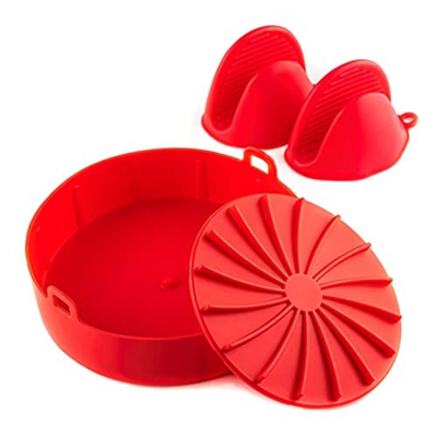 yisily Pot De Silicona De Freidora De Aire, Accesorios De Freidores De Aire, Reemplazo De Base De Canasta para Revestimientos De Papel con Guantes Acc