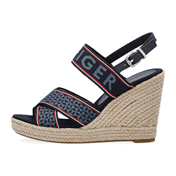 Tommy Hilfiger Tommy Webbing High Wedge Sandal, Sandalias con cua Tipo Alpargatas Mujer, Cielo del Desierto, 37 EU precio