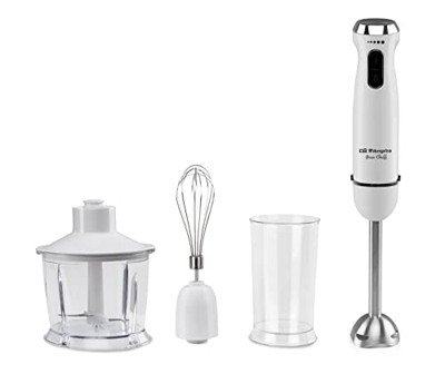 Orbegozo BT 2690 - Batidora de mano, selector de velocidad, 2 pulsadores, función turbo, accesorios, brazo acero inoxidable, libre BPA, 1000 W