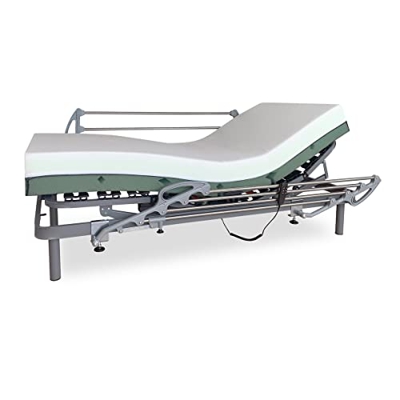 Somnia Descanso Pack Cama Eléctrica Articulada Reforzada Multizona + Colchón Viscoelástico Ergovisco + Barandillas INOX, Gris Antracita, 80x180
