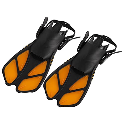 Eulbevoli Aletas Largas de Buceo, Aletas de Snorkel TPR + PP Naranjas Antideslizantes para Actividades de Buceo en la Piscina Hombres Mujeres(Metro)