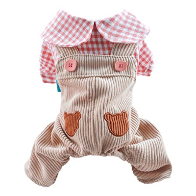 Monos de Perros No Apretado Fine Workmanship Dog Clothing Corduroy Texture Pet MUMPSUITS Festival Regalo Café Ligero S