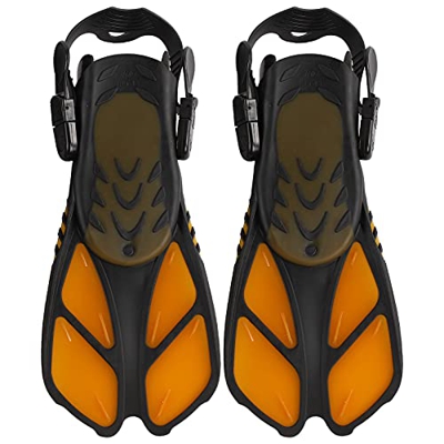 minifinker Aletas de Snorkel, Aletas de Buceo Largas Naranjas TPR + PP de Doble Canal para Actividades de Piscina de Buceo Hombres Mujeres(SG)