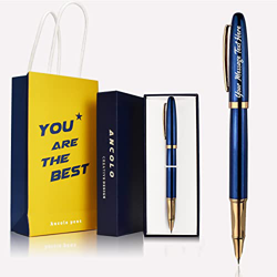 Pluma estilográfica personalizada - Pluma estilográfica de lujo - con estuche para bolígrafos, 2 cartuchos de tinta negra extra, grabado su nombre en  precio