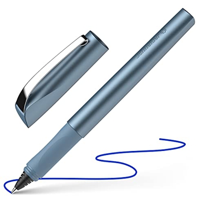 Schneider Ceod 186223 Shiny - Bolígrafo (diestros y zurdos, trazo M, incluye cartucho de tinta azul real), color azul