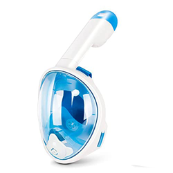 Scuba Underwater Diving Mask Anti Fog Snorkel Mask Respiración para cámara Hombres Mujeres Full Face Mask Kid Niños Adulto,Black (Light Blue S precio