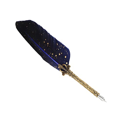 minifinker Pluma de Ave, Pluma de Estilo Exquisito Que Suaviza la Escritura Estilo Vintage para el Hogar para la Oficina para la Escuela(Azul)