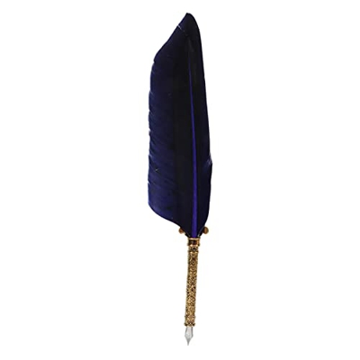 minifinker Pluma de Ave, Estilo Exquisito Pluma de Pluma Resistente Al Desgaste Escritura Suavizante para el Hogar para la Oficina para la Escuela(Azu
