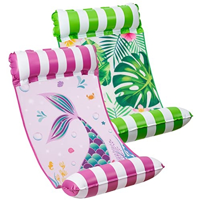 Juego de Hamacas para Piscina - Paquete de 2 Flotadores Inflables para Piscina para Adultos Accesorios para Piscinas Multiusos 4 en 1 Haragán Silla Si