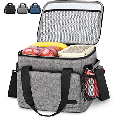 Lubardy 15L Bolsa Isotermica Nevera Portatil Bolsa Termica Porta Alimentos Bolsa Nevera Pequeña para Camping Comida Playa Almuerzo Gris