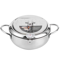 Mini olla para freír de acero inoxidable, olla para freír tempura de estilo japonés con tapa de termómetro y escurridor de goteo de aceite para papas  precio