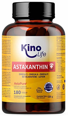 ASTAXANTINA PLUS 4mg | 180 cápsulas (Sofgels) | con Luteina, Omega 369 y Betacaroteno | 100% Natural | Calidad ASTAPURE® | Liposoluble y Máxima Absorc