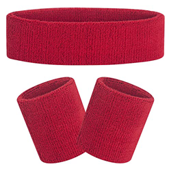 FACATH Conjunto de banda para el sudor de color rojo, conjunto de muñequeras de tela de rizo, ejercicio atlético, baloncesto, muñequera, diademas en oferta