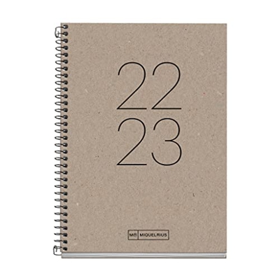 MIQUELRIUS - Agenda septiembre 2022 junio 2023 - Semana Vista - Tamaño Activa 11,7 x 17,4 cm - Bilingüe: español, inglés - Reciclada - Año