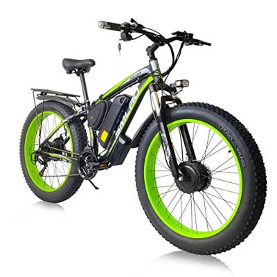Bicicleta eléctrica para Adultos con Doppio motore, 26"4.0 Fat Tire E-Bike con Batería de Litio extraíble, Bicicleta eléctrica de montaña Equipo de 21