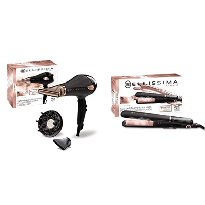 Imetec Bellissima My Pro Steam B28 100, Plancha de pelo con vapor profesional + Bellissima My Pro Ceramic P5 3800, Secador de pelo profesional para ca