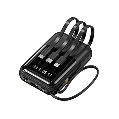 Cricia Power Bank Cargador portátil 20000 mAh Paquete de batería Externa 6 Cables incorporados, batería de Respaldo con Pantalla LCD Cargador de teléf