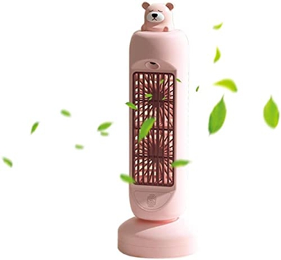 Ventilador USB con niebla de rociado agua personal Mini ventilador torre escritorio Refrigeración silenciosa Tecnología oscilación 60 ° para oficina e