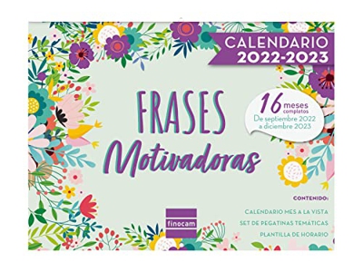 Finocam - Calendario de Pared 2022 2023 Imágenes 16 meses Mes Vista Septiembre 2022 - Diciembre 2023 (16 meses) Frases motivadoras Español
