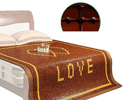 XJZHANG Colchoneta De Enfriamiento De Verano Plegable, Suave, Lavable, Duradero, Carbonizado, Colchón De Bambú Mahjong, para Dormitorio, Doble Almohad