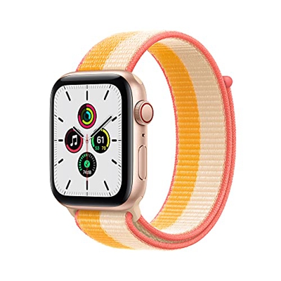 2021 Watch SE (GPS + Cellular) - Caja de Aluminio en Oro de 44 mm - Correa Loop Deportiva en Color maíz/Blanco