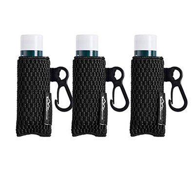 Llavero para bálsamo labial, 3 unidades, con clip en las mangas del capítulo, funda elástica de punto apretado para lápiz labial (negro x 3)