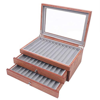 Soporte para vitrinas, pluma estilográfica, 34 ranuras, pluma estilográfica, almacenamiento, caja de palisandro, soporte para vitrina