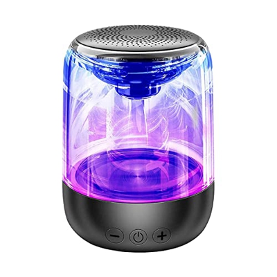 Nimokong Altavoz Inalámbrico Portátil con Bluetooth, Negro con Luz LED de Color, hasta 7h de Reproducción con Sonido de Alta Fidelidad, Hay Volumen Al