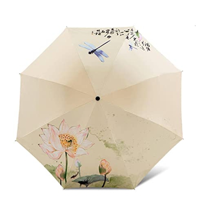 NA Sombrilla Plegable para Mochila, sombrilla Ligera compacta para Viaje, sombrilla portátil, sombrilla de Pegamento Negro, sombrilla para Exteriores 