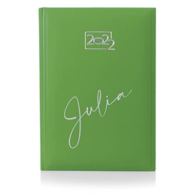 AGENDA VERDE 2022 PERSONALIZADA con tu nombre | Tapa Dura Acolchada de Polipiel, 12 Meses, Página por día, Mapa de España, Tamaño A5, Marca páginas in