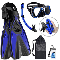 Juego de esnórquel con Aleta de máscara con Equipo de esnórquel para Adultos, máscara de Buceo con Vista panorámica, Aleta de Viaje, esnórquel Superio en oferta