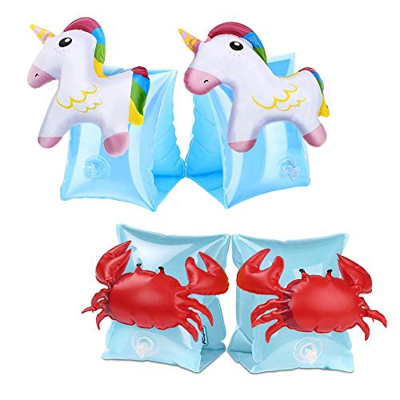 2 Pares Banda de Brazo Inflatable para Niños, Mangas de Flotación Flotadores, Unicorno Anillo Inflable,Mangas de Flotación Flotadores para Actividades