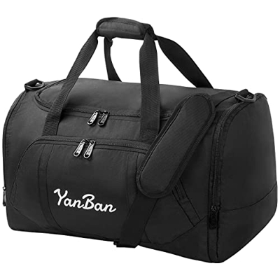 WuYan - Bolsa de Viaje para Hombre o Mujer, Bolsa de Viaje, Fin de Semana, Gimnasio, Ejercicio físico, Entrenamiento al Aire Libre (Negro)