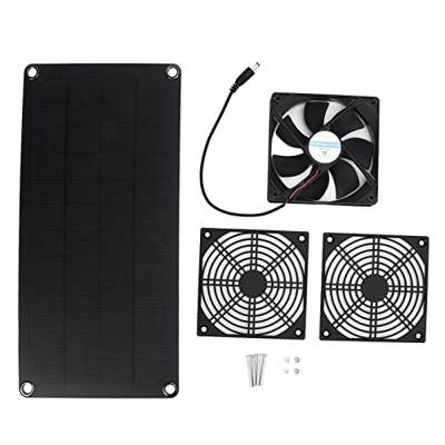 Ventilador de Panel Solar, Ventilador Alimentado por Panel Solar Impermeable de 20 W, Ventilador de Escape Portátil con Redes de Protección Doble, Min