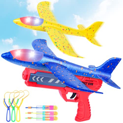 FORMIZON Planos de Espuma, Juguete de Avión de Catapulta con 2 Avión de Espuma, Juego de Disparos Juguete de Avión, Juguete Volador para NiñOs como Re