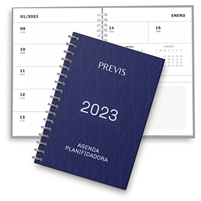 Previs Agenda 2022 2023 Semana Vista A5. Incluye Organizador Mensual y Objetivos. Vista Semana y Mes Entero en Cada Página. Planificador Semanal 2022-