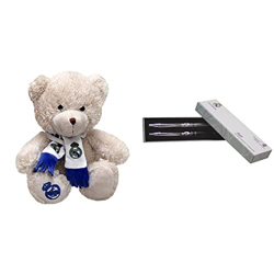 Real Madrid, Peluche Osito con Bufanda, Producto Oficial Real Madrid, Dimensión 32 cm, Color Marrón (CyP Brands) + Real Madrid SET-26-RM Set Bolígrafo precio
