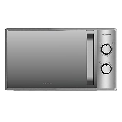 Cecotec Microondas de 20 Litros Grandheat 3060 Mirror. 700 W, 6 Niveles, Revestimiento Anti-Dirt iTech y Tecnología 3DWave, Modo Descongelación, Tempo