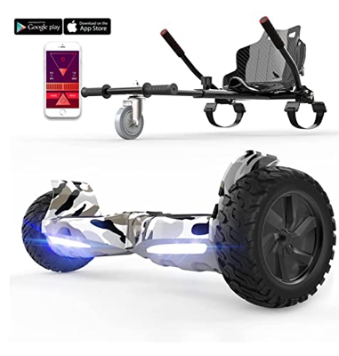 RCB hoverboards SUV con App Control, Auto-Equilibrio Hoverboards Todo Terreno 8.5 " Hummer con Bluetooth + Hoverkart Asiento Kart, Mejor Regalo para n