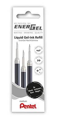 Pentel LR7-3A - Recambio para bolígrafo EnerGel 0.7 Ball = 0,35 mm, 3 unidades, color negro