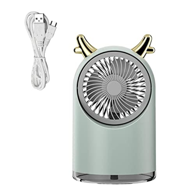Hellery Bonito Ventilador de Aire Acondicionado, 3 velocidades, Ventilador de refrigeración, humidificador Recargable USB portátil de 3 Hojas para Sen
