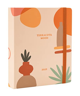 Agenda 2022 2023 semana vista Terracota shapes - Agenda escolar 2022 2023 desde agosto 2022 a diciembre 2023 │ Agenda semana vista 17 meses - Agenda K