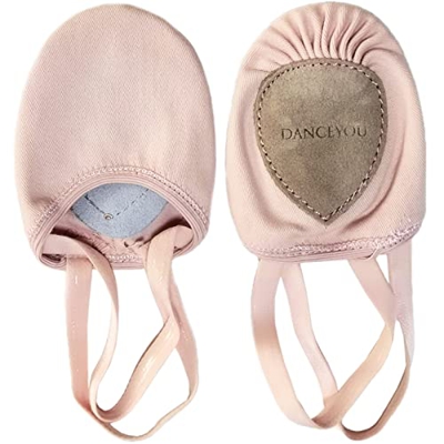 DANCEYOU Punteras Gimnasia Ritmica Medias Zapatillas Ballet Lienzo Suela de Cuero Zapatos de Gimnasia Rítmica Danza Moderna Rosa S