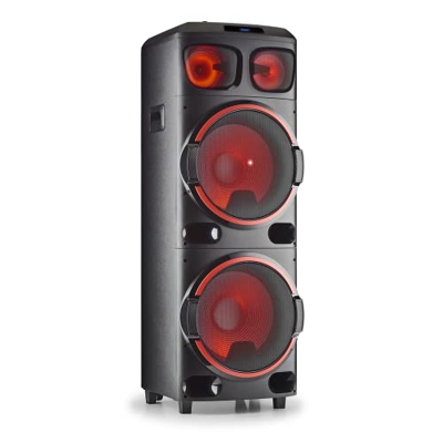 NGS Wild Dub 3 - Altavoz portátil de 1200W, Compatible con Tecnología Bluetooth y True Wireless Stereo, Doble Subwoofer 15” + Doble Tweeter 6" (Micro 