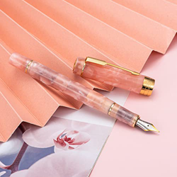 Jinhao 100 Mini Classic Pluma Estilográfica Rosa Celuloide, Pluma Fina con Convertidor y Estuche de Metal precio