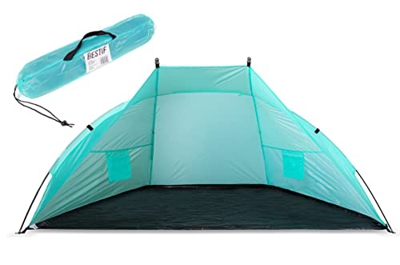 BESTIF Refugio de playa grande, 220 x 110 cm, tienda de playa, protección solar, incluye bolsa de transporte, suelo impermeable